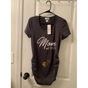 Ruby & Lace Women's Maternity Top Shirt "MOM est. 2021" Size Medium Gray